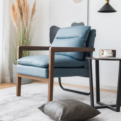 Cozy Upholstered Accent Chair with Thick Seat and Back Cushions – Blue