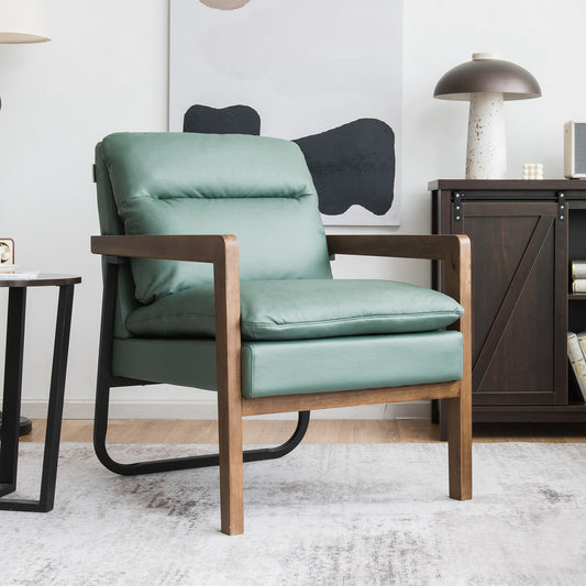 Cozy Upholstered Accent Chair with Thick Seat and Back Cushions – Green