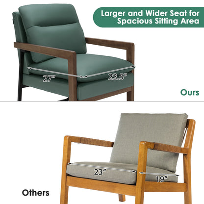 Cozy Upholstered Accent Chair with Thick Seat and Back Cushions – Green