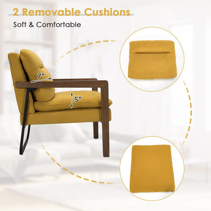Cozy Upholstered Accent Chair with Thick Seat and Back Cushions – Yellow