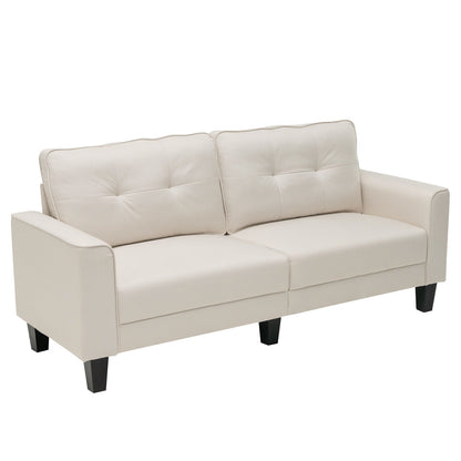 79.5 Inch Beige Loveseat Sofa with Removable Back Cushions and Soft Fabric Upholstery