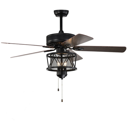 50 Inch Ceiling Fan with Reversible Blades, Lights, and Pull Chain Control