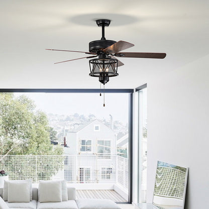 50 Inch Ceiling Fan with Reversible Blades, Lights, and Pull Chain Control