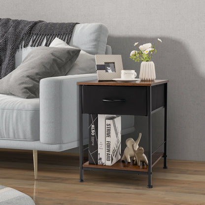 Rustic Wood Nightstand with Drawer and Open Shelf for Bedroom or Living Room