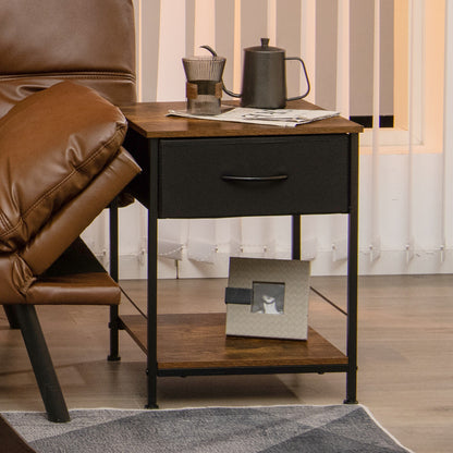 Rustic Wood Nightstand with Drawer and Open Shelf for Bedroom or Living Room