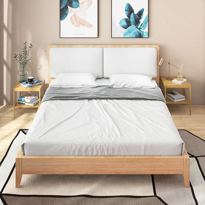 Set of 2 Bamboo Nightstands with Open Shelf for Bedroom and Living Room