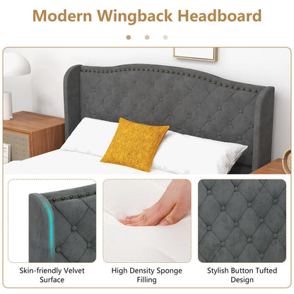 Elegant Upholstered Platform Bed Frame with Button Tufted Headboard – Full/Queen Size