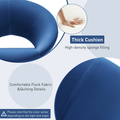 360 Degree Swivel Upholstered Accent Chair with Curved Back and Beech Legs - Blue