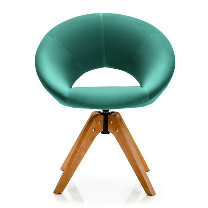 360 Degree Swivel Upholstered Accent Chair with Curved Back and Beech Legs - Green