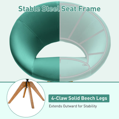 360 Degree Swivel Upholstered Accent Chair with Curved Back and Beech Legs - Green