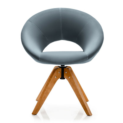360 Degree Swivel Upholstered Accent Chair with Curved Back and Beech Legs - Grey