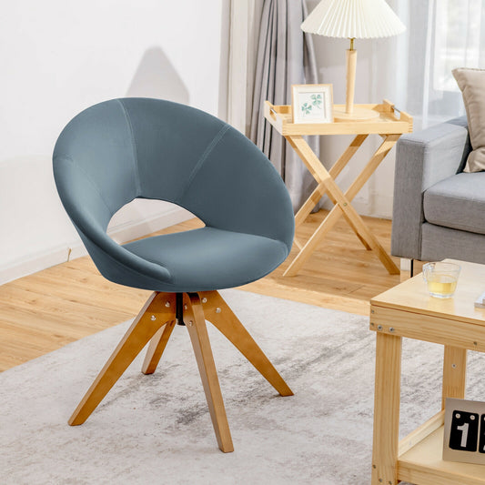 360 Degree Swivel Upholstered Accent Chair with Curved Back and Beech Legs - Grey