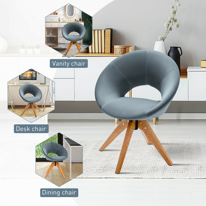 360 Degree Swivel Upholstered Accent Chair with Curved Back and Beech Legs - Grey