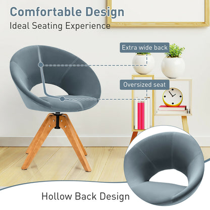 360 Degree Swivel Upholstered Accent Chair with Curved Back and Beech Legs - Grey