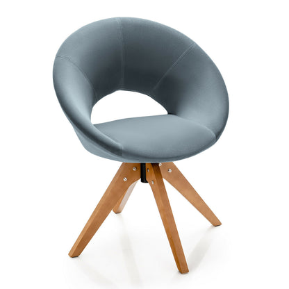 360 Degree Swivel Upholstered Accent Chair with Curved Back and Beech Legs - Grey