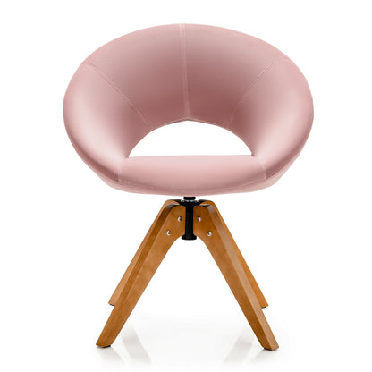 360 Degree Swivel Upholstered Accent Chair with Curved Back and Beech Legs - Pink