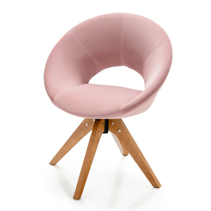 360 Degree Swivel Upholstered Accent Chair with Curved Back and Beech Legs - Pink
