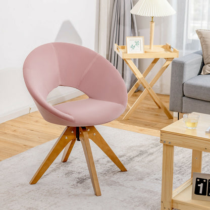 360 Degree Swivel Upholstered Accent Chair with Curved Back and Beech Legs - Pink