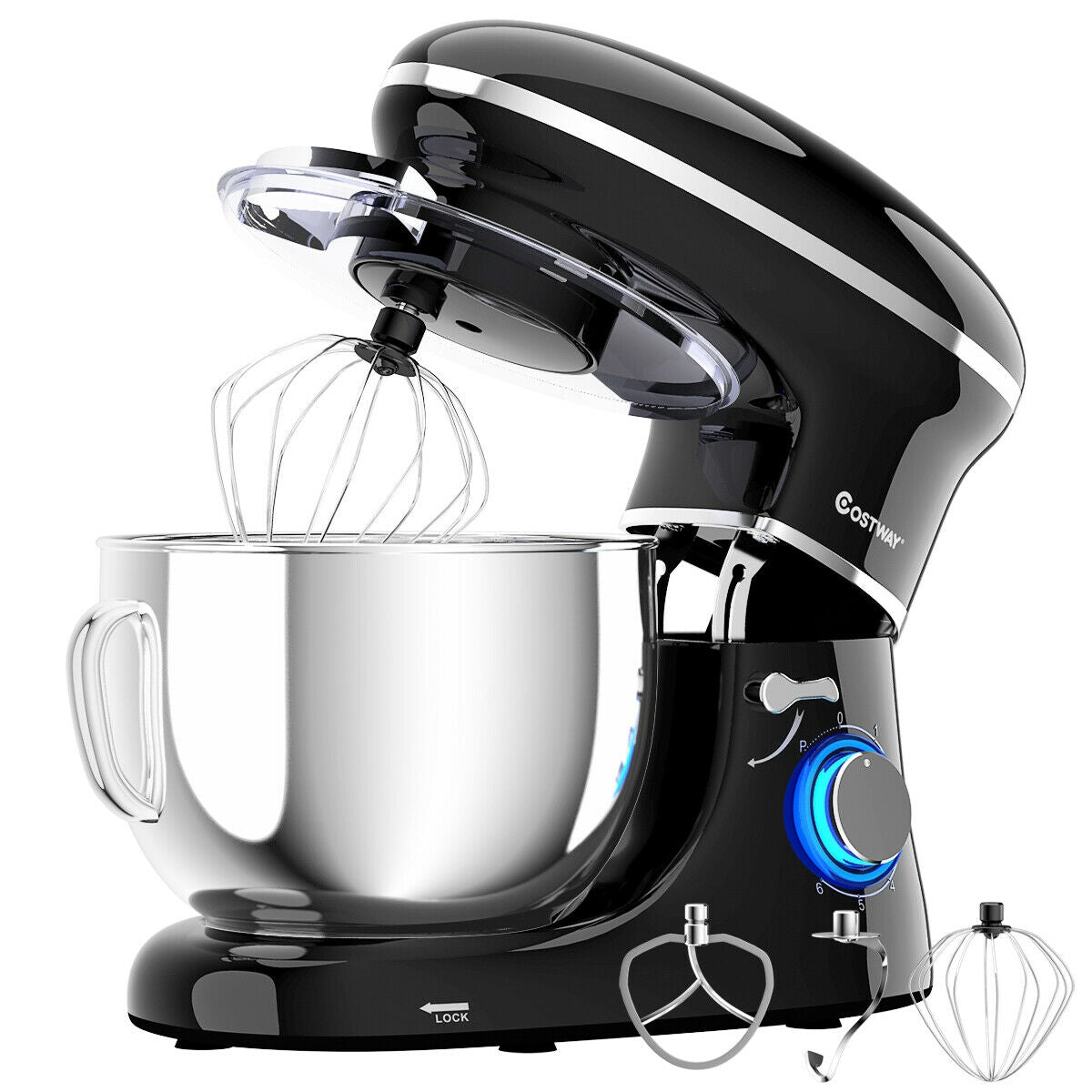 660W 6.3QT Tilt Head Stand Mixer with 6 Speed Control