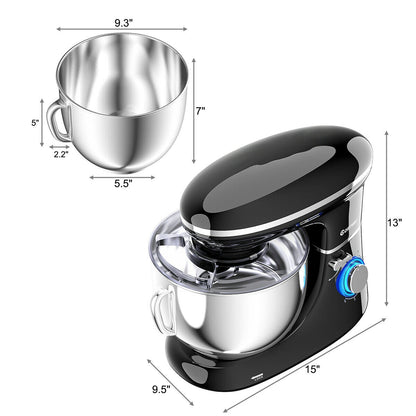 660W 6.3QT Tilt Head Stand Mixer with 6 Speed Control
