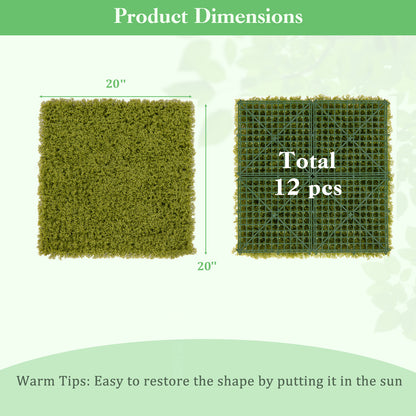 12 Pack 20x20 Inch Artificial Grass Wall Panels – Perfect for Garden, Yard, and Balcony Privacy