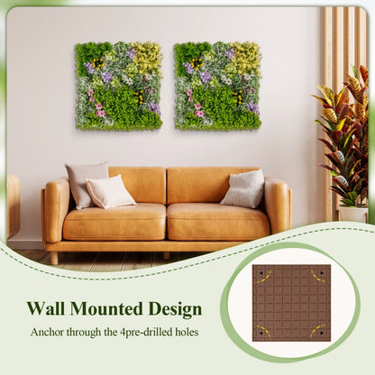 Set of 2 - 3D Hanging Faux Succulent Wall Art with 10 Types of Mixed Plants for Balcony & Home Decor