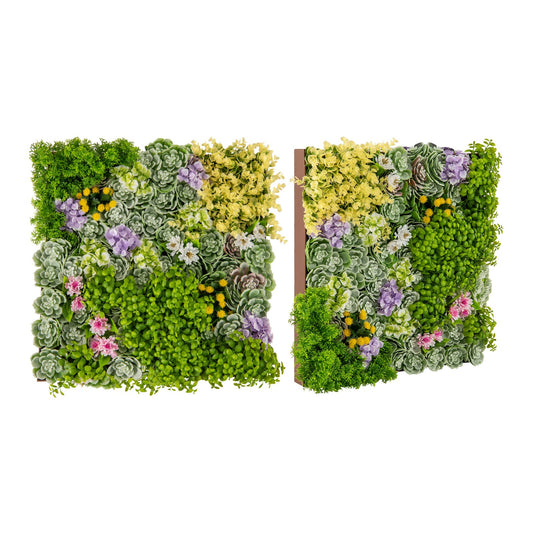 Set of 2 - 3D Hanging Faux Succulent Wall Art with 10 Types of Mixed Plants for Balcony & Home Decor