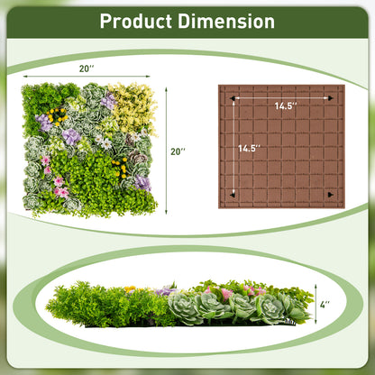Set of 2 - 3D Hanging Faux Succulent Wall Art with 10 Types of Mixed Plants for Balcony & Home Decor