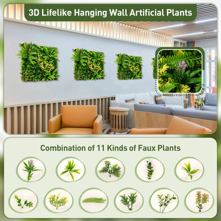 Lifelike 3D Hanging Greenery Hedge with 11 Mixed Faux Plants for Home & Garden