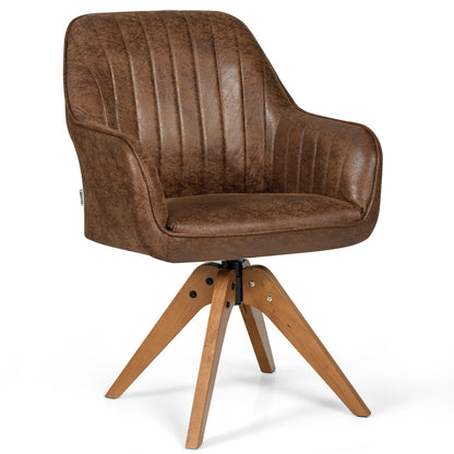 Modern Mid-Century Swivel Chair with Hot-Stamping Cloth and Wooden Base