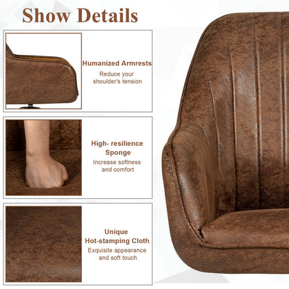 Modern Mid-Century Swivel Chair with Hot-Stamping Cloth and Wooden Base