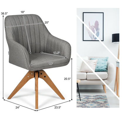 Linen Swivel Accent Armchair with Wooden Legs