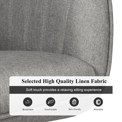 Linen Swivel Accent Armchair with Wooden Legs