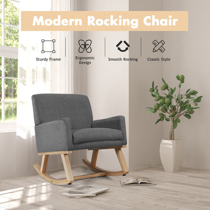 Comfortable Upholstered Rocker Chair with Ergonomic Design in Grey