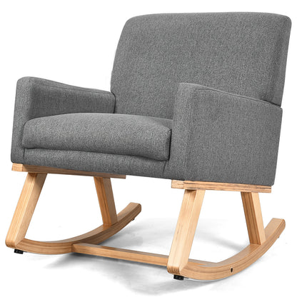 Comfortable Upholstered Rocker Chair with Ergonomic Design in Grey