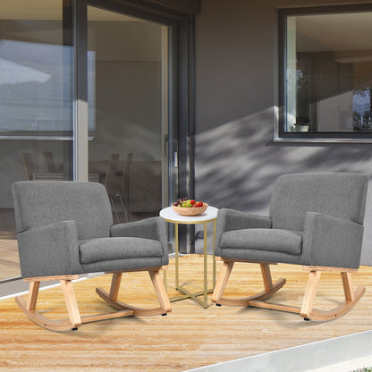 Comfortable Upholstered Rocker Chair with Ergonomic Design in Grey