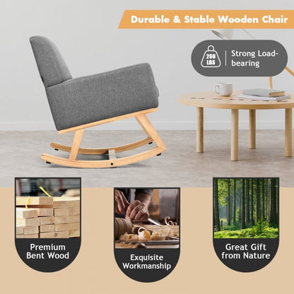 Comfortable Upholstered Rocker Chair with Ergonomic Design in Grey