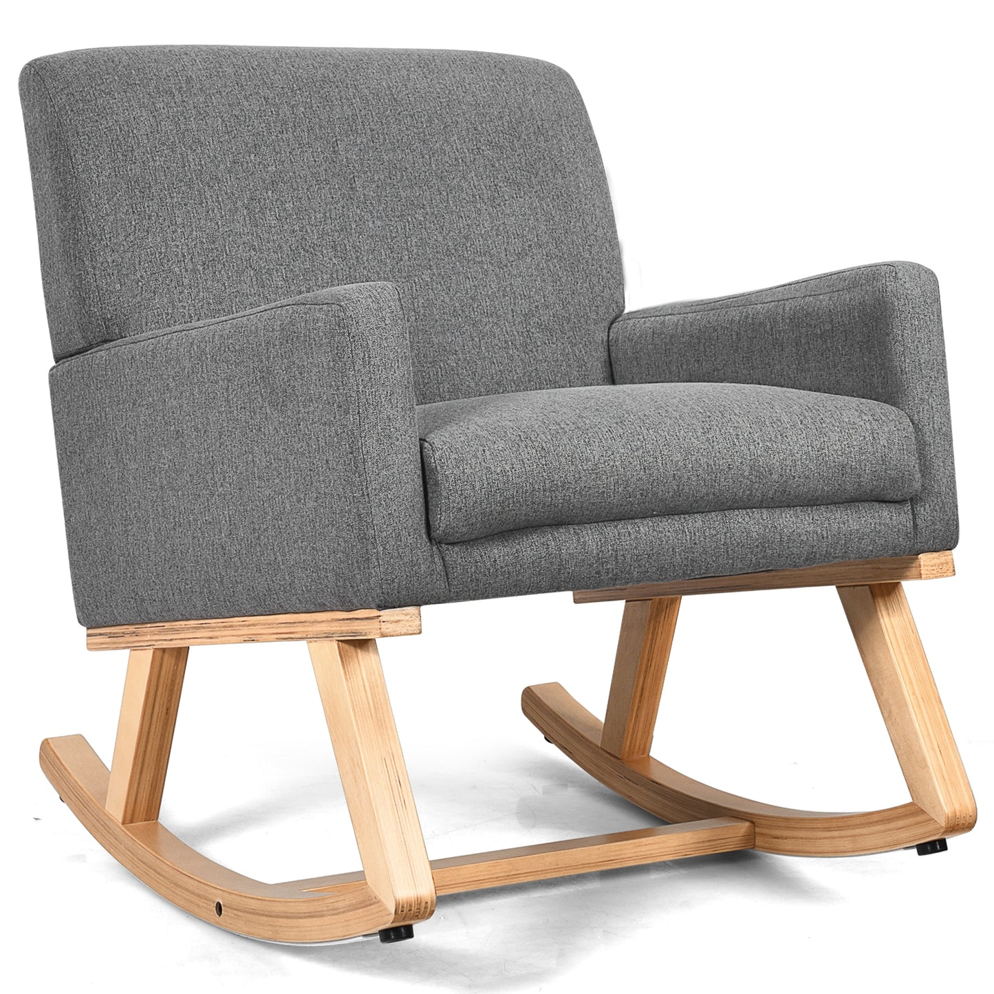 Comfortable Upholstered Rocker Chair with Ergonomic Design in Grey