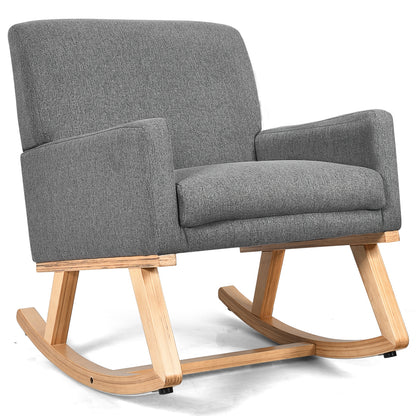 Comfortable Upholstered Rocker Chair with Ergonomic Design in Grey