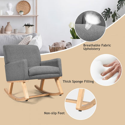Comfortable Upholstered Rocker Chair with Ergonomic Design in Grey