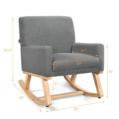 Comfortable Upholstered Rocker Chair with Ergonomic Design in Grey