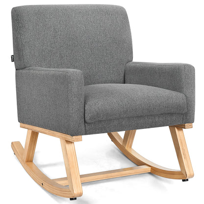 Comfortable Upholstered Rocker Chair with Ergonomic Design in Grey
