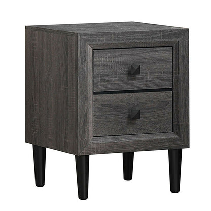 Set of 2 Retro Nightstands with 2 Drawers for Bedroom and Living Room Storage - Grey