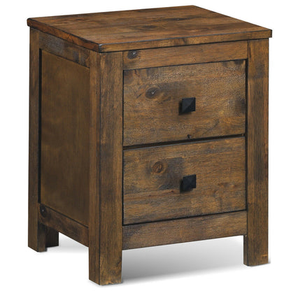 2 Drawer Wooden Nightstand with Sliding Storage Oak End Table