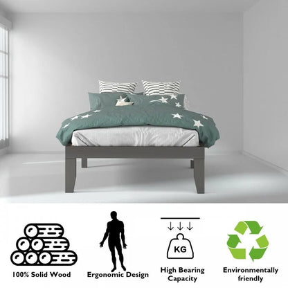 14 Inch Twin Size Solid Rubberwood Platform Bed Frame with Durable Wood Slat Support – Brown