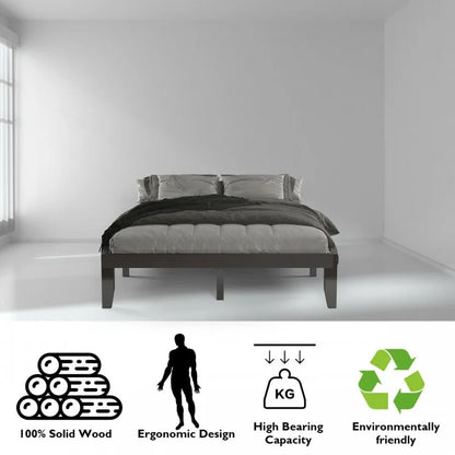 Modern 14 Inch Queen Size Wood Platform Bed Frame with Wood Slat Support - Brown