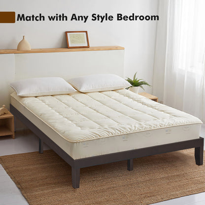 Modern 14 Inch King Size Wood Platform Bed Frame with Wood Slat Support - Brown
