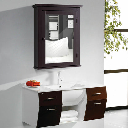 Wall-Mounted Bathroom Mirror Cabinet with Adjustable Shelves