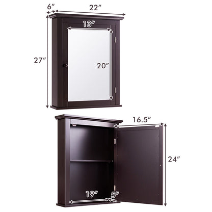 Wall-Mounted Bathroom Mirror Cabinet with Adjustable Shelves