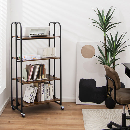 Rolling Folding Cart with Durable Metal Frame and Easy Mobility - 4 Tier